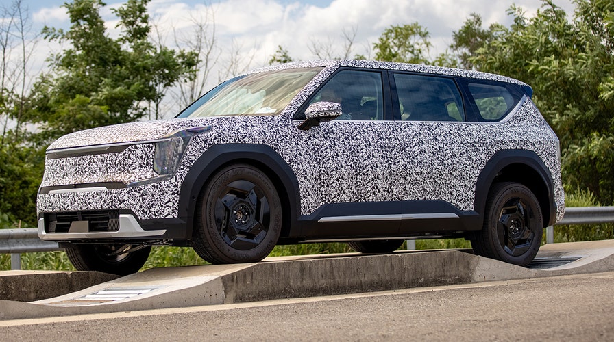 Camouflaged Kia EV9 supersize electric SUV revealed